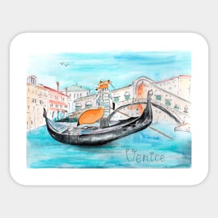 Fox in Venice as Gondolier Sticker